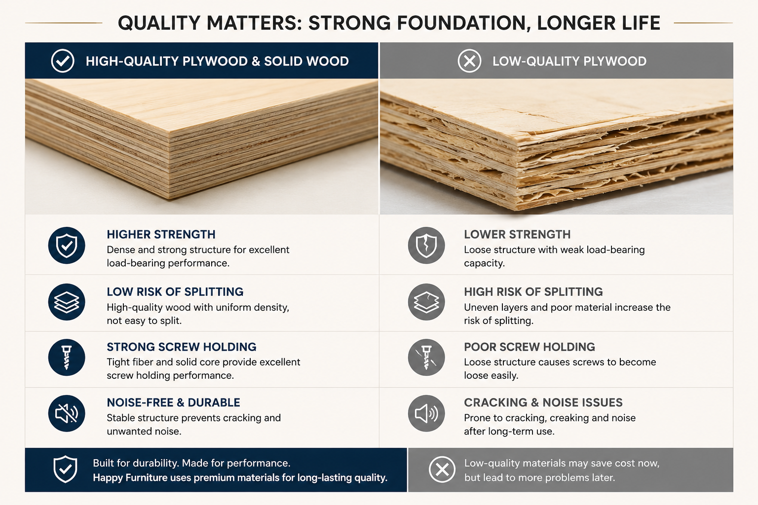 high quality plywood and lower quality plywood